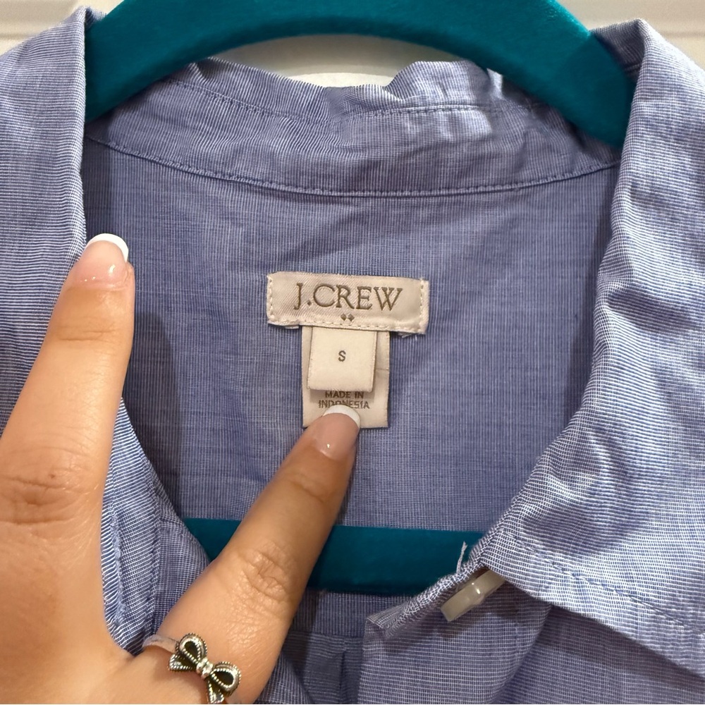 J. Crew Chambray Dress End-on-end Front Tie Collared Sleeveless size Small - Picture 2 of 9